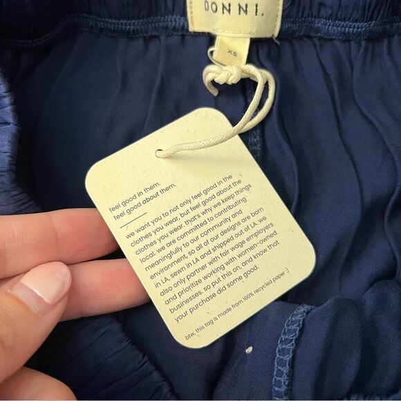 DONNI. Silky Flared Pants in Navy Blue XS NWT - Picture 11 of 13